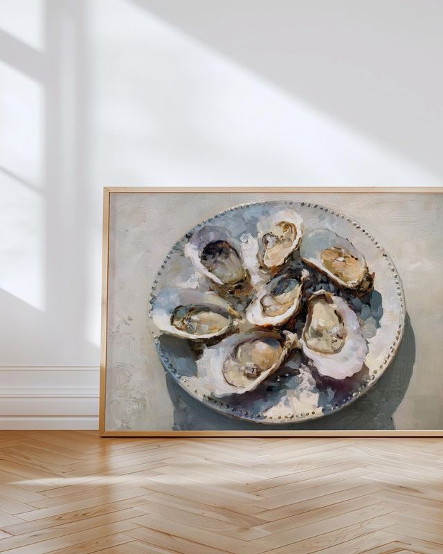 Impressionist Oyster Painting Coastal Kitchen Wall Art
