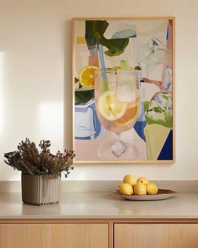 Vibrant Citrus Still Life in Abstract Watercolour